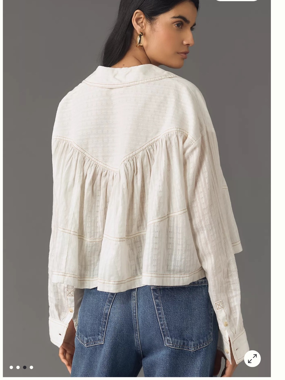 Anthopologie Pilcro Cotton Long-Sleeve Cropped Swing Blouse